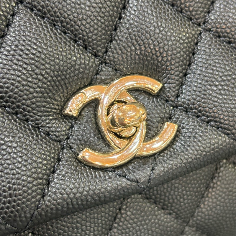 CHANEL AS2215 MINI HANDLE COCO 20 黑色荔枝皮 蜥蜴皮壓紋提把 金鍊 肩背包 手提包 斜背包-10