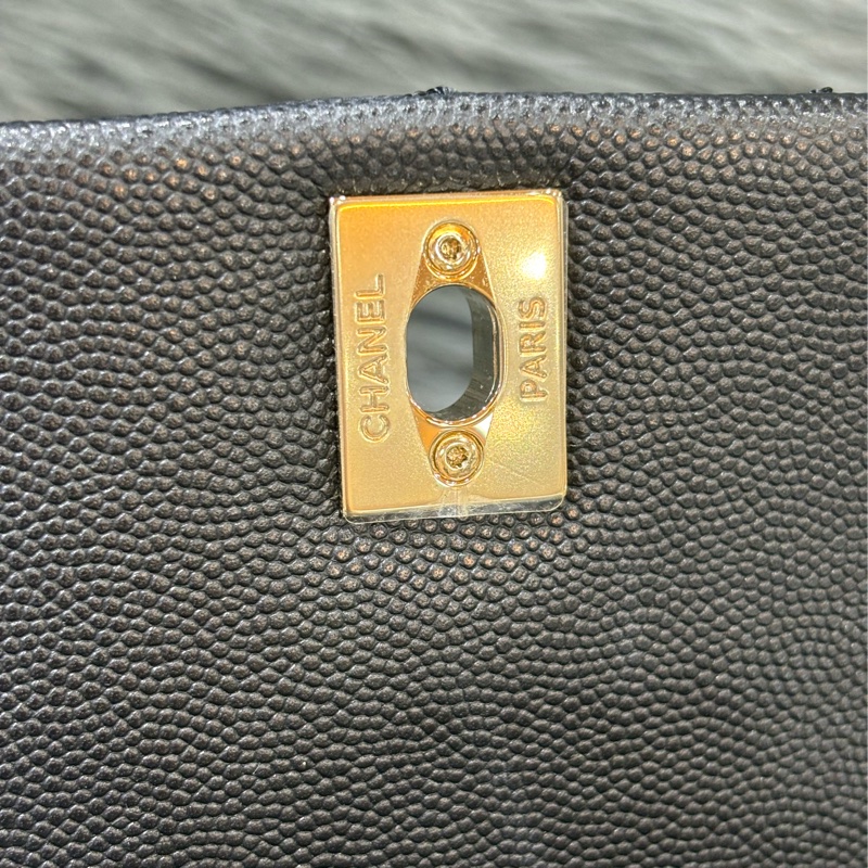 CHANEL AS2215 MINI HANDLE COCO 20 黑色荔枝皮 蜥蜴皮壓紋提把 金鍊 肩背包 手提包 斜背包-11