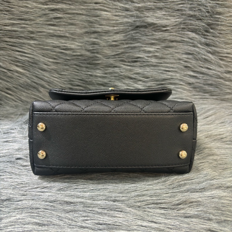 CHANEL AS2215 MINI HANDLE COCO 20 黑色荔枝皮 蜥蜴皮壓紋提把 金鍊 肩背包 手提包 斜背包-13