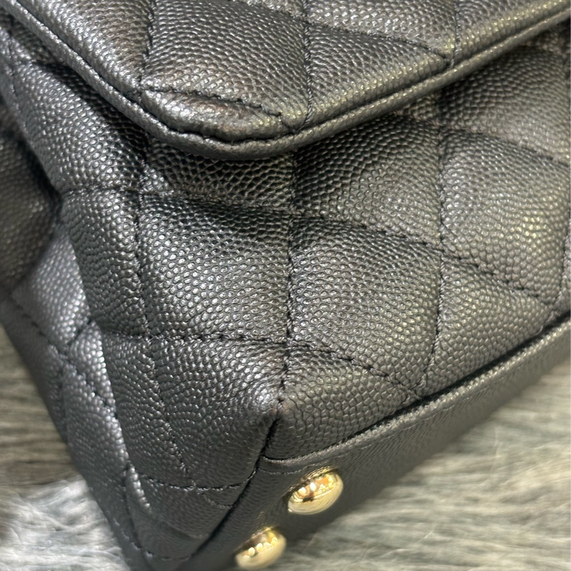 CHANEL AS2215 MINI HANDLE COCO 20 黑色荔枝皮 蜥蜴皮壓紋提把 金鍊 肩背包 手提包 斜背包-14