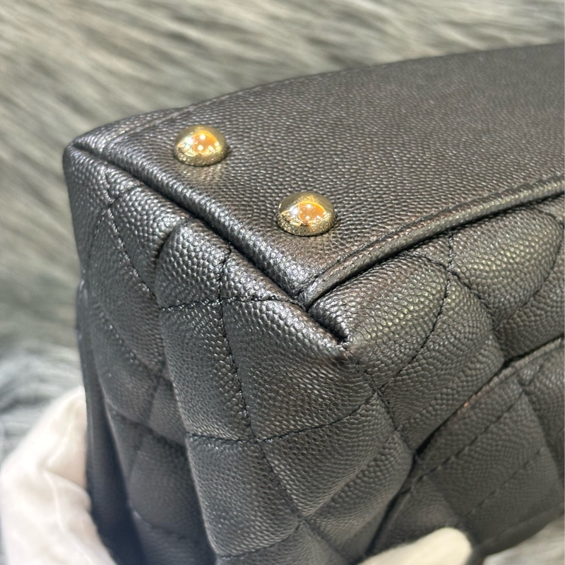 CHANEL AS2215 MINI HANDLE COCO 20 黑色荔枝皮 蜥蜴皮壓紋提把 金鍊 肩背包 手提包 斜背包-16