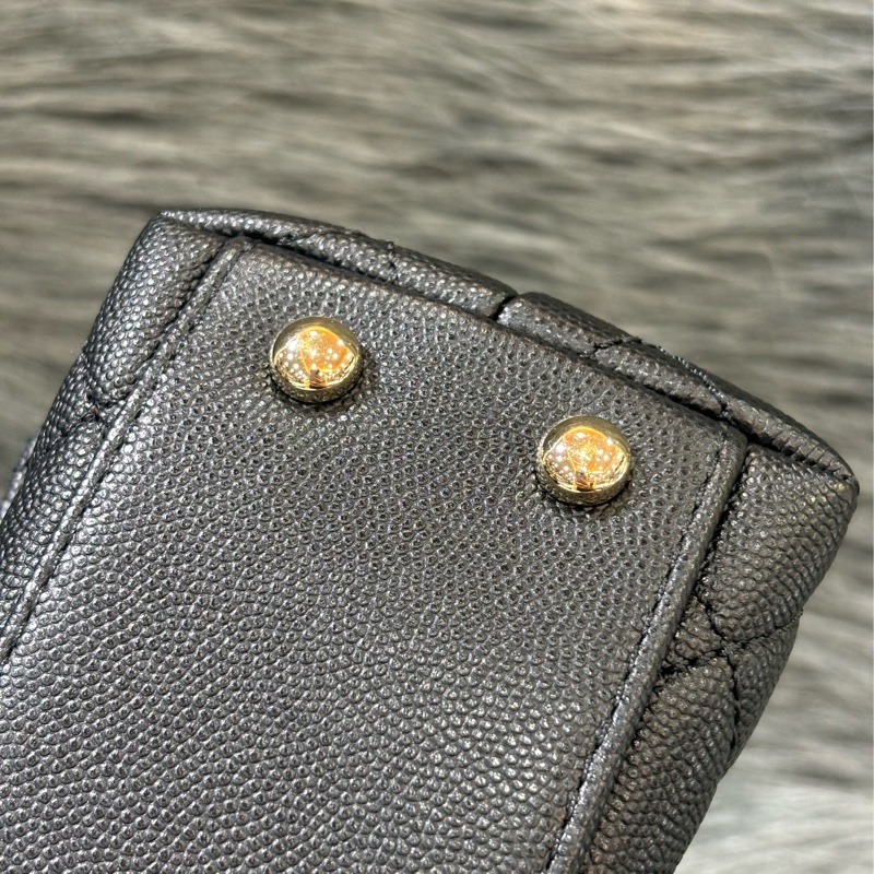CHANEL AS2215 MINI HANDLE COCO 20 黑色荔枝皮 蜥蜴皮壓紋提把 金鍊 肩背包 手提包 斜背包-18