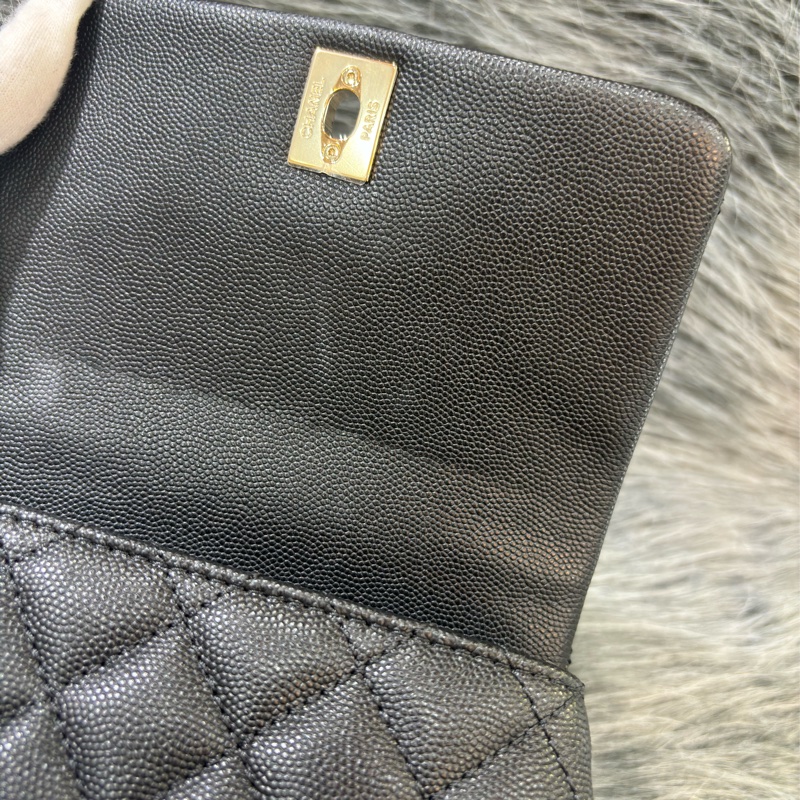 CHANEL AS2215 MINI HANDLE COCO 20 黑色荔枝皮 蜥蜴皮壓紋提把 金鍊 肩背包 手提包 斜背包-22
