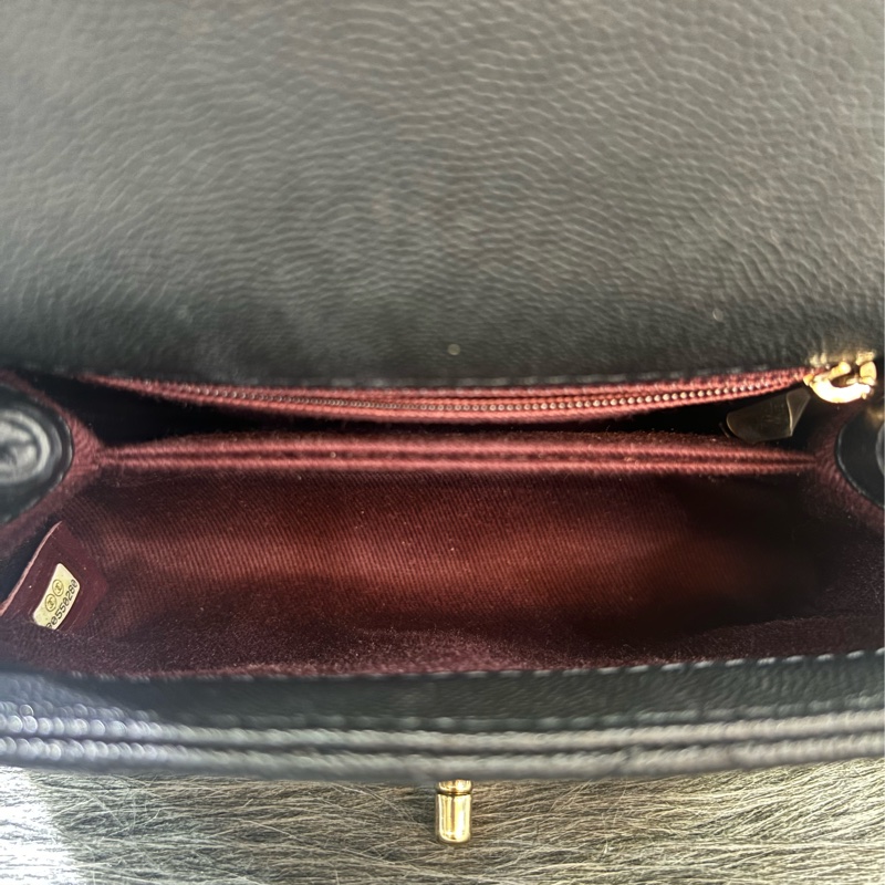 CHANEL AS2215 MINI HANDLE COCO 20 黑色荔枝皮 蜥蜴皮壓紋提把 金鍊 肩背包 手提包 斜背包-24
