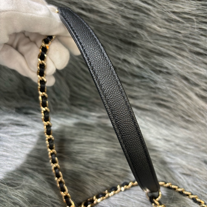 CHANEL AS2215 MINI HANDLE COCO 20 黑色荔枝皮 蜥蜴皮壓紋提把 金鍊 肩背包 手提包 斜背包-32