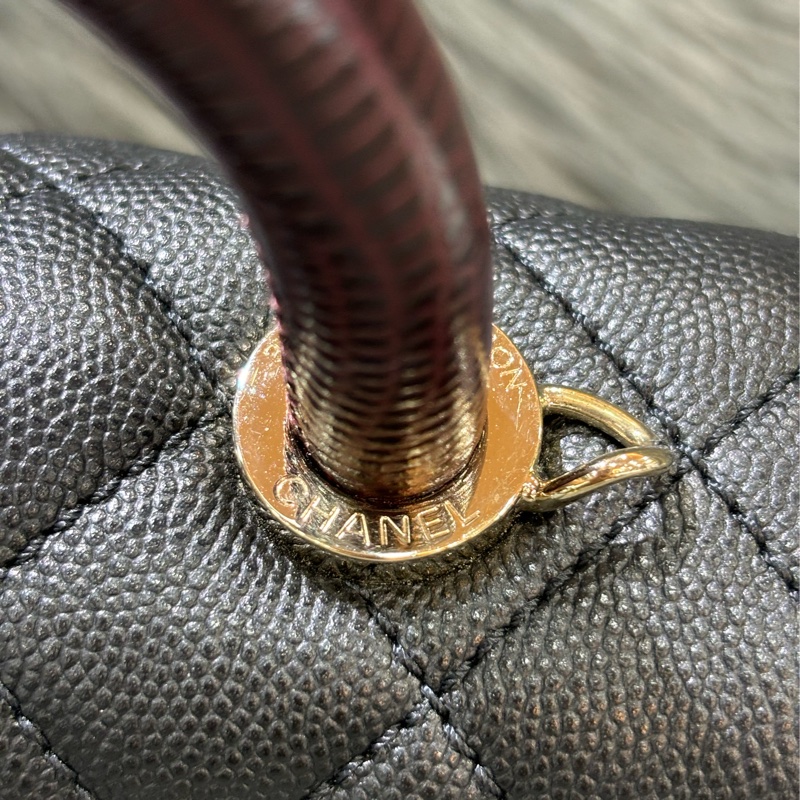 CHANEL AS2215 MINI HANDLE COCO 20 黑色荔枝皮 蜥蜴皮壓紋提把 金鍊 肩背包 手提包 斜背包-33