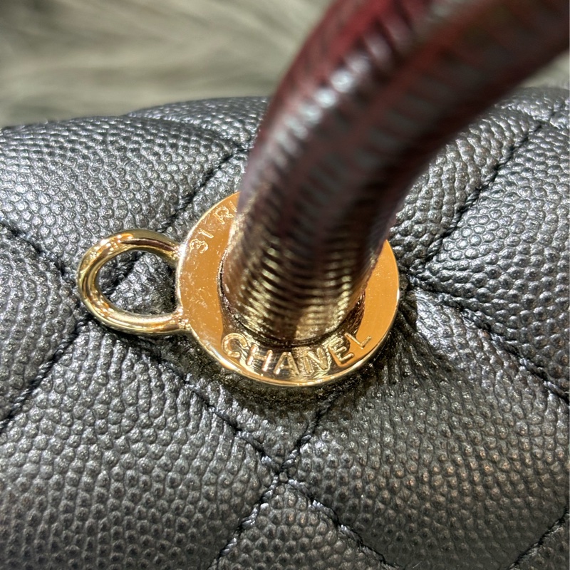 CHANEL AS2215 MINI HANDLE COCO 20 黑色荔枝皮 蜥蜴皮壓紋提把 金鍊 肩背包 手提包 斜背包-34
