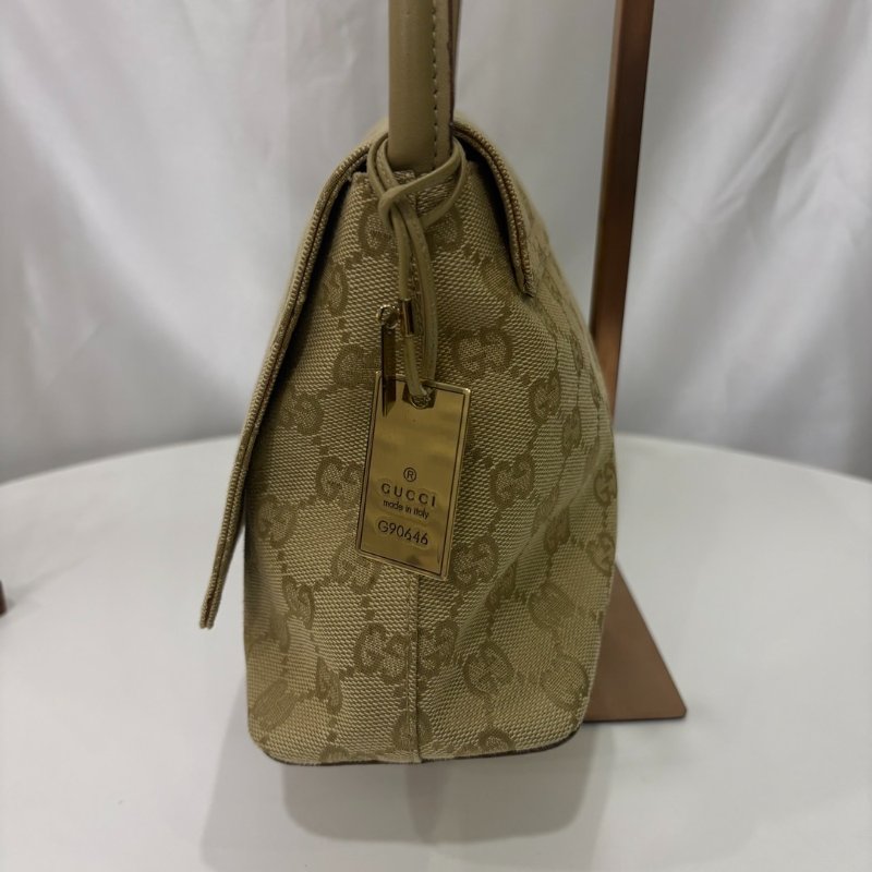 GUCCI 90646 綠帆布單肩包-2