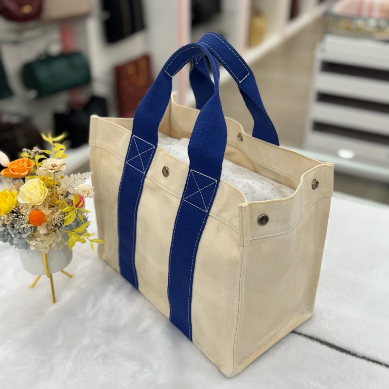 Hermès Herbag Cabas 克萊因藍提把帆布托特包-1