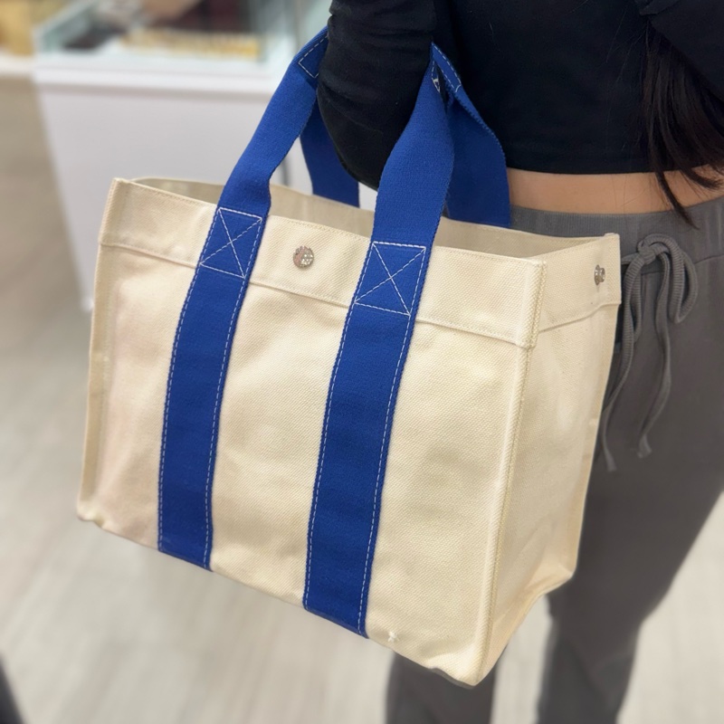 Hermès Herbag Cabas 克萊因藍提把帆布托特包-3