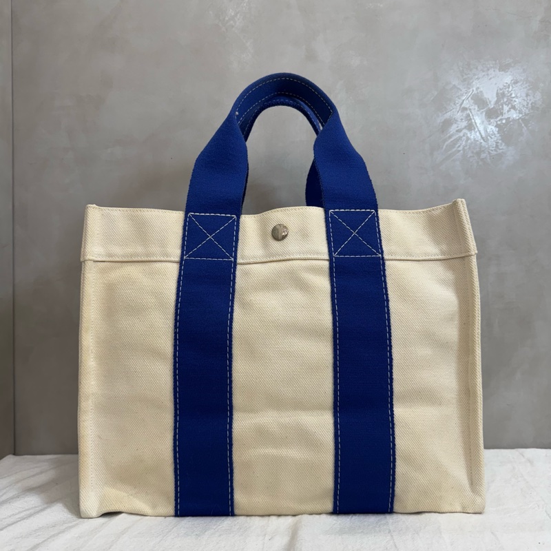 Hermès Herbag Cabas 克萊因藍提把帆布托特包-5