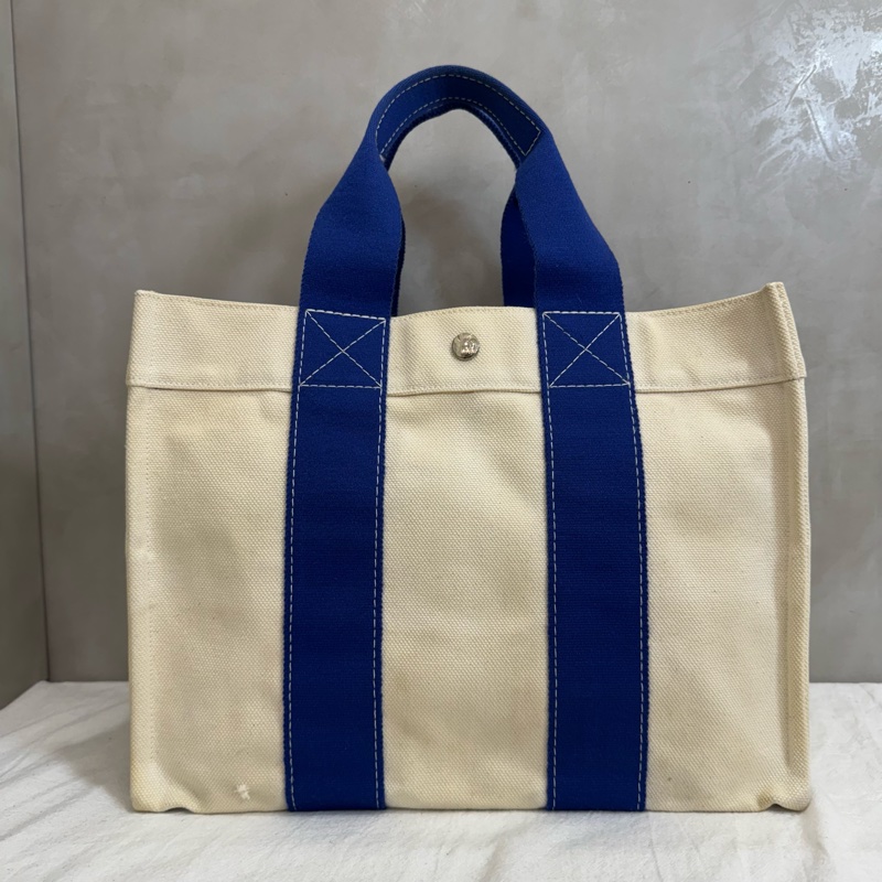 Hermès Herbag Cabas 克萊因藍提把帆布托特包-6