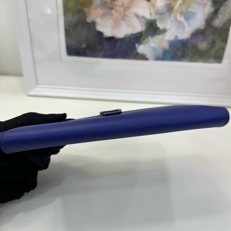 Hermès 愛馬仕 Bearn epsom皮 長款皮夾 電光藍 T刻-6