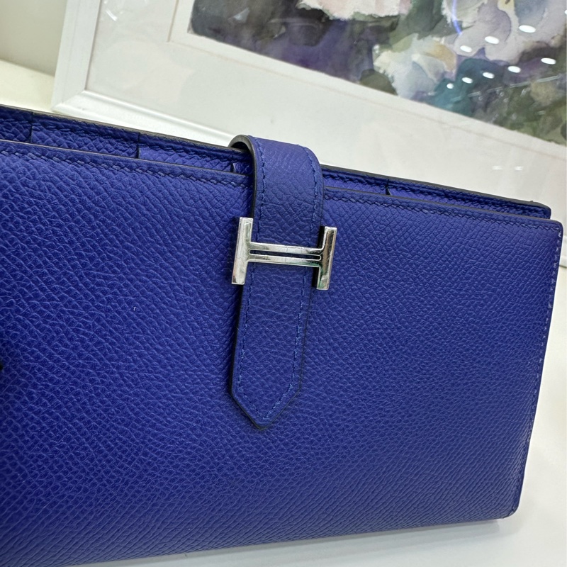 Hermès 愛馬仕 Bearn epsom皮 長款皮夾 電光藍 T刻-7