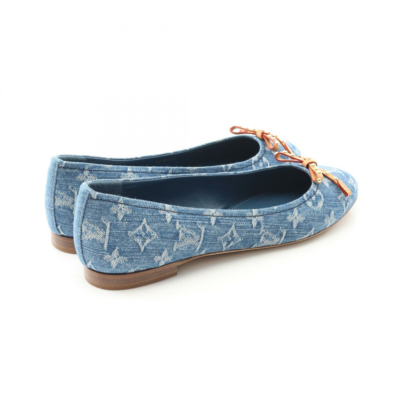 LOUIS VUITTON Nina Ballerina 平底高跟鞋 1ACK9B Monogram 牛仔布 女款 #38 1/2-1