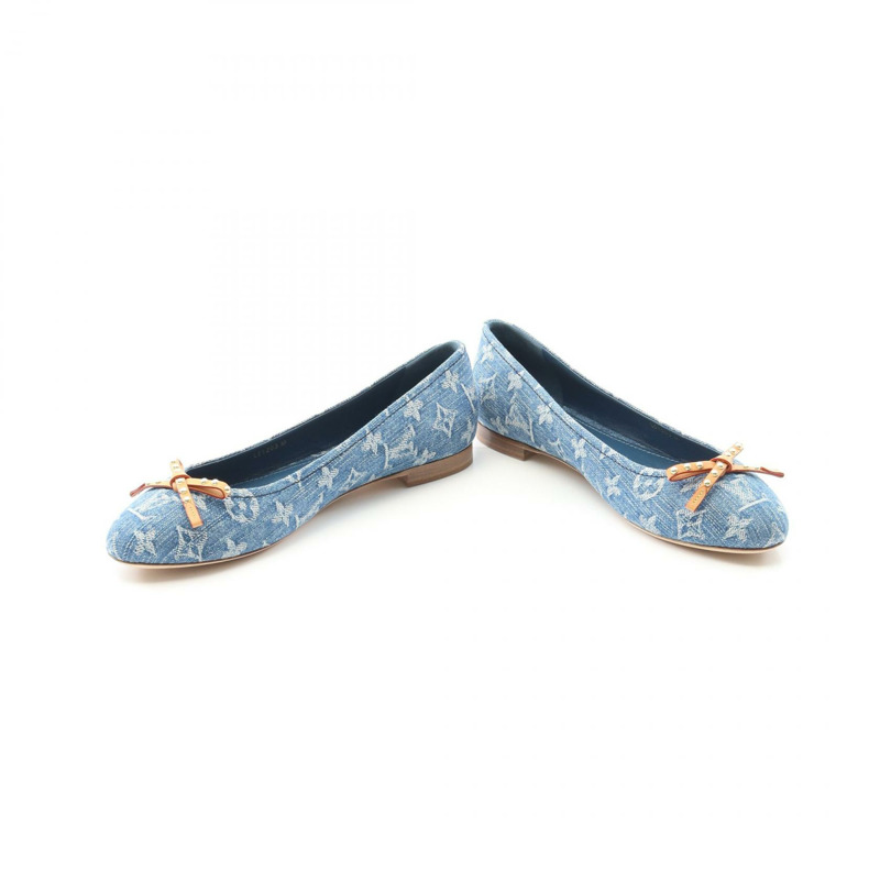 LOUIS VUITTON Nina Ballerina 平底高跟鞋 1ACK9B Monogram 牛仔布 女款 #38 1/2-2