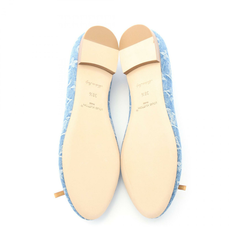 LOUIS VUITTON Nina Ballerina 平底高跟鞋 1ACK9B Monogram 牛仔布 女款 #38 1/2-3