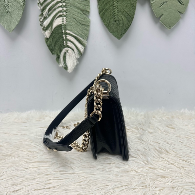 CHANEL LEBOY 黑金魚子醬皮 25cm MEDIUM Size-3