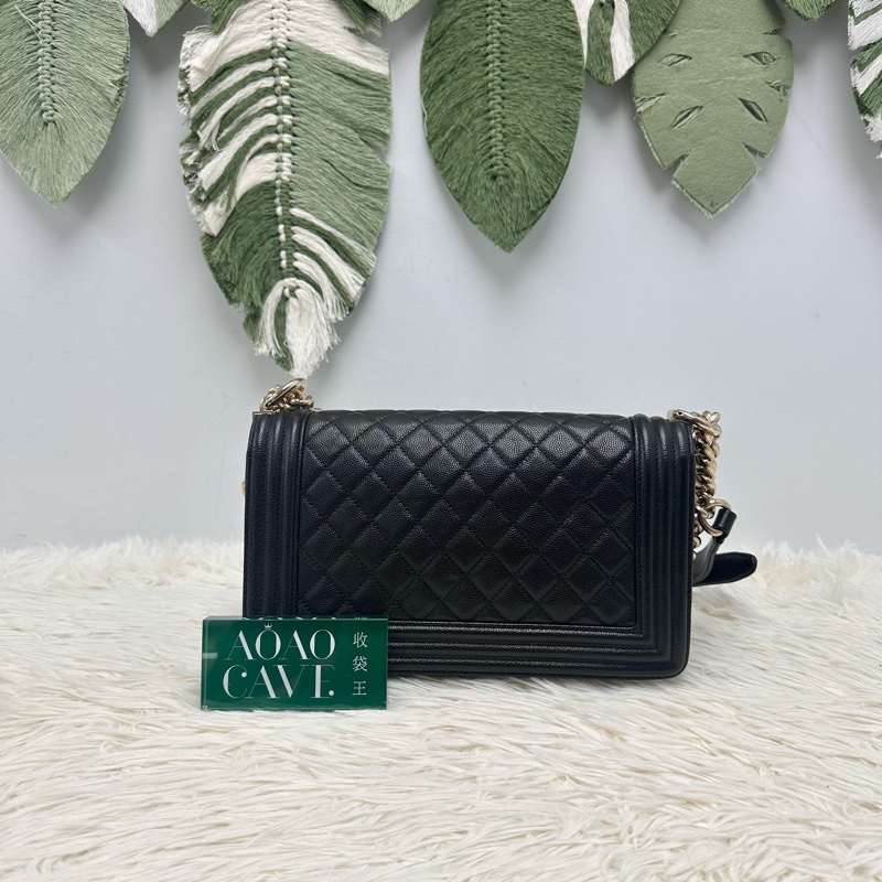 CHANEL LEBOY 黑金魚子醬皮 25cm MEDIUM Size-4