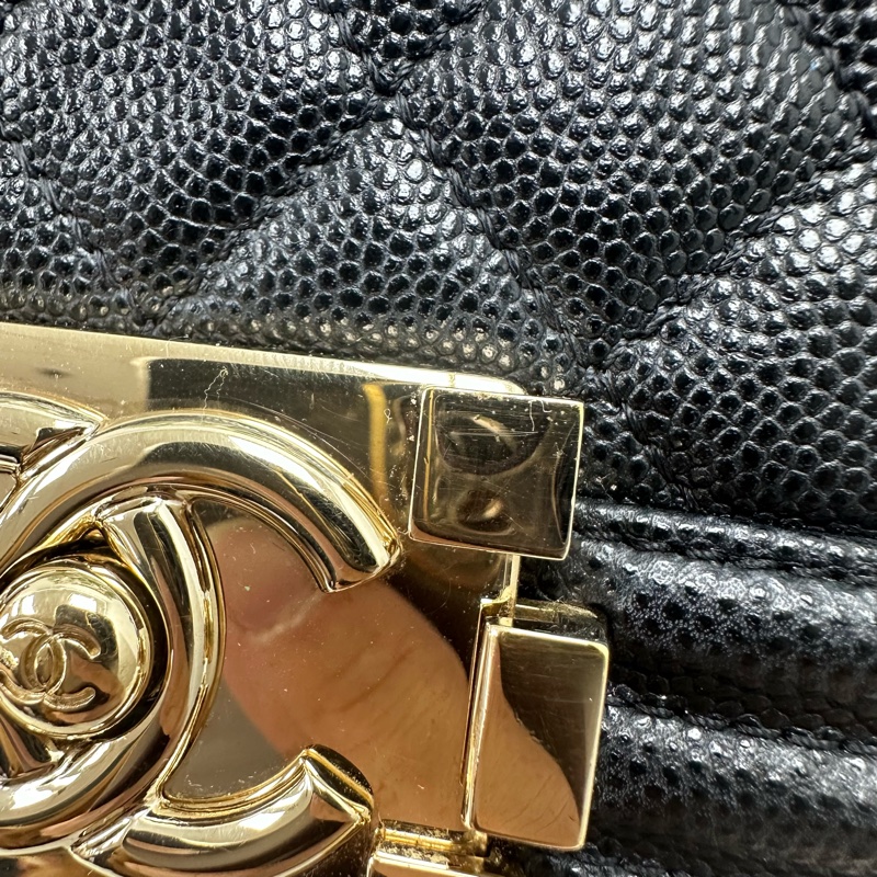CHANEL LEBOY 黑金魚子醬皮 25cm MEDIUM Size-6