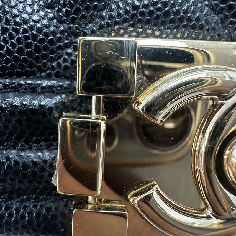 CHANEL LEBOY 黑金魚子醬皮 25cm MEDIUM Size-9