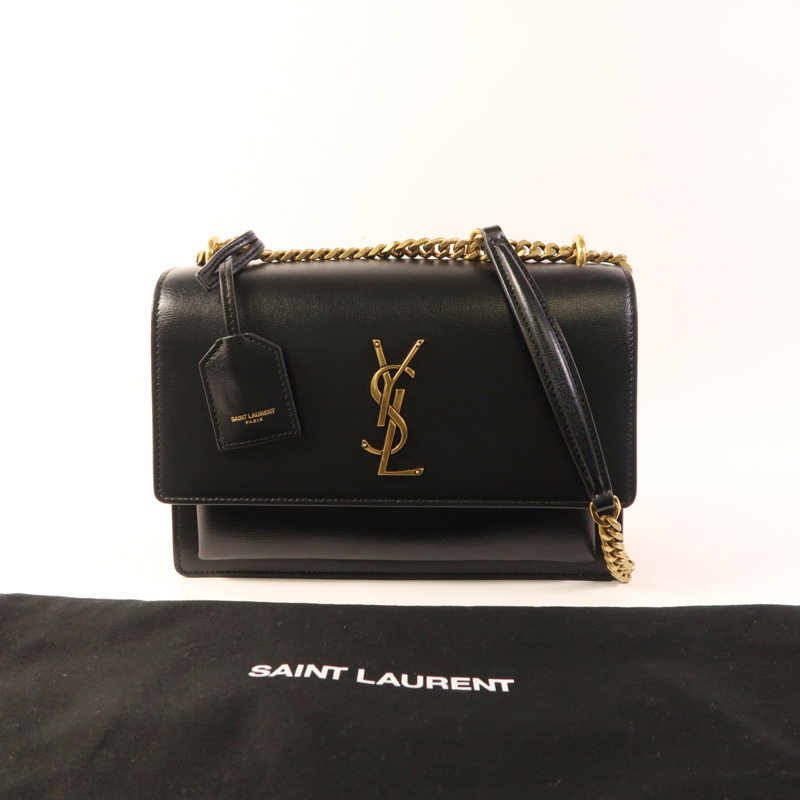 SAINT LAURENT 牛皮皮革Sunset Medium金扣鏈帶肩背袋-9
