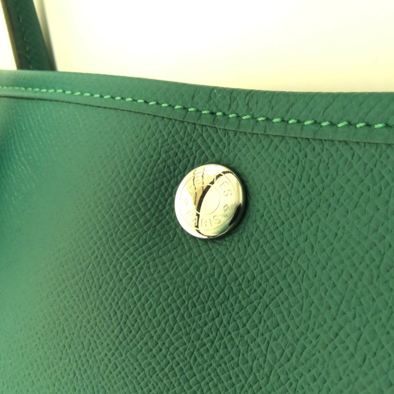 HERMES Epsom皮革Garden Party PM銀扣手挽袋Cactus-6