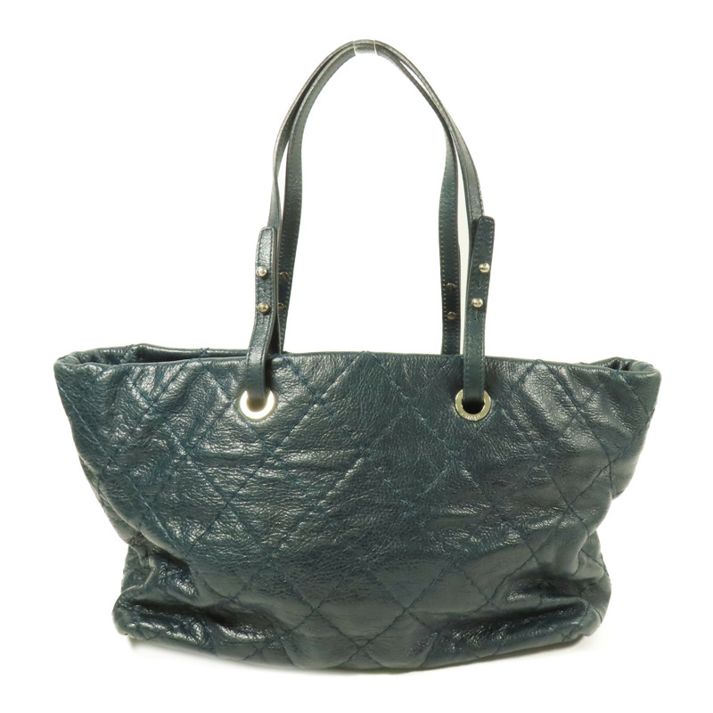 CHANEL 牛皮皮革Tote Bag銀扣肩背袋-1