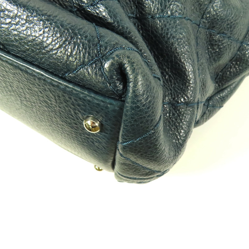 CHANEL 牛皮皮革Tote Bag銀扣肩背袋-14