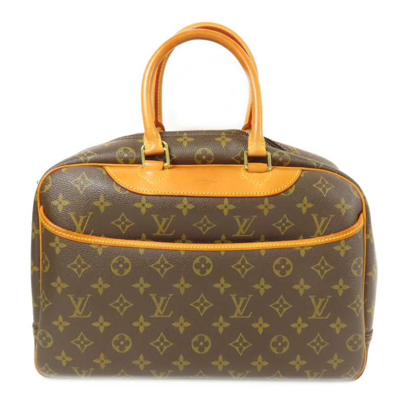 LOUIS VUITTON Monogram Deauville金扣手挽袋棕色-0