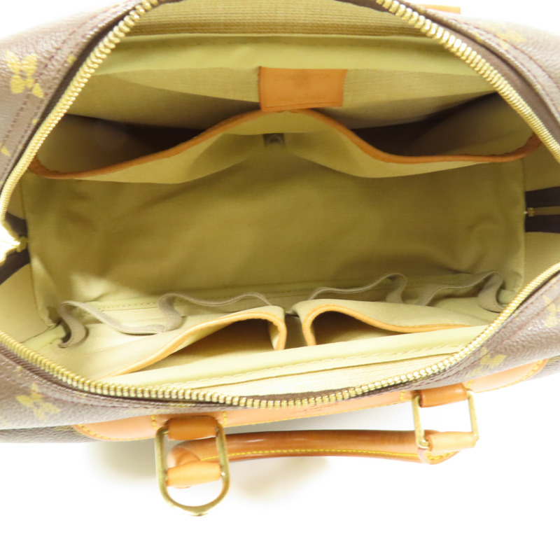 LOUIS VUITTON Monogram Deauville金扣手挽袋棕色-4