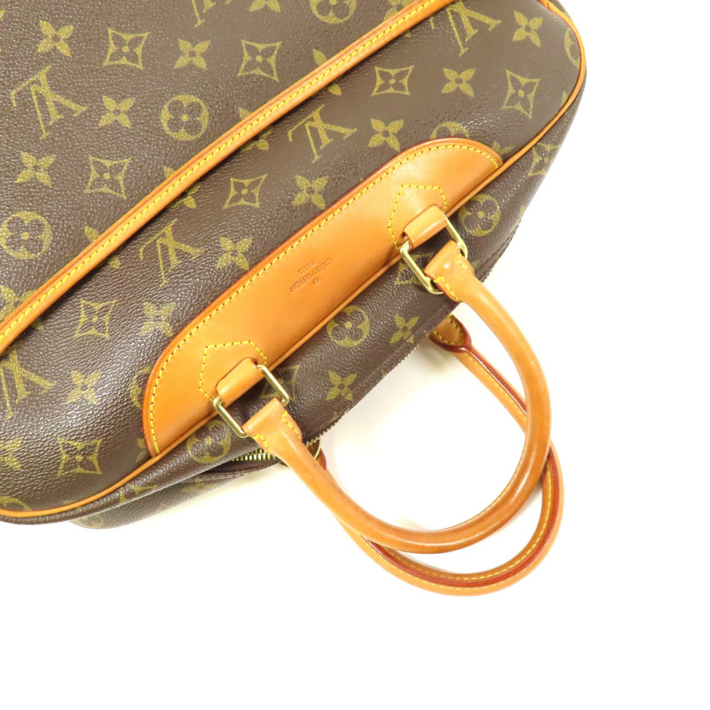 LOUIS VUITTON Monogram Deauville金扣手挽袋棕色-9