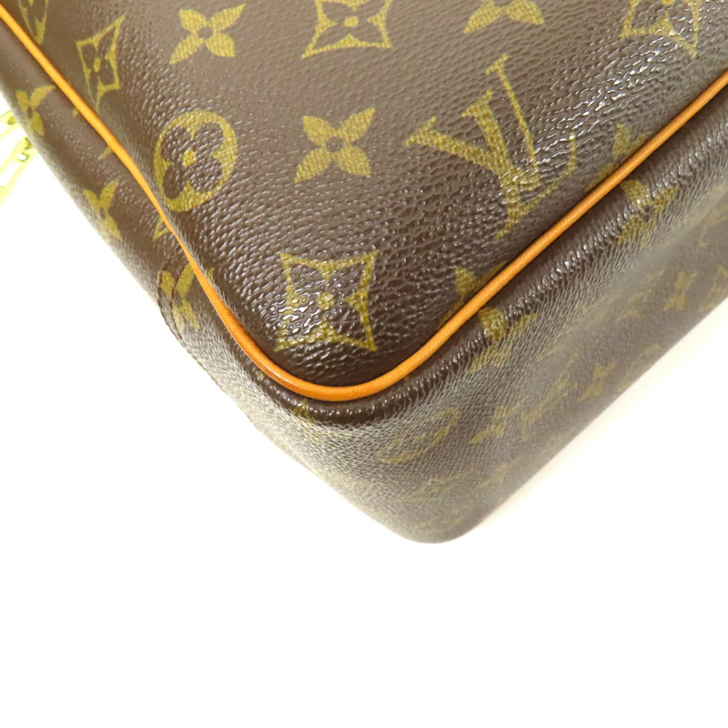 LOUIS VUITTON Monogram Deauville金扣手挽袋棕色-10