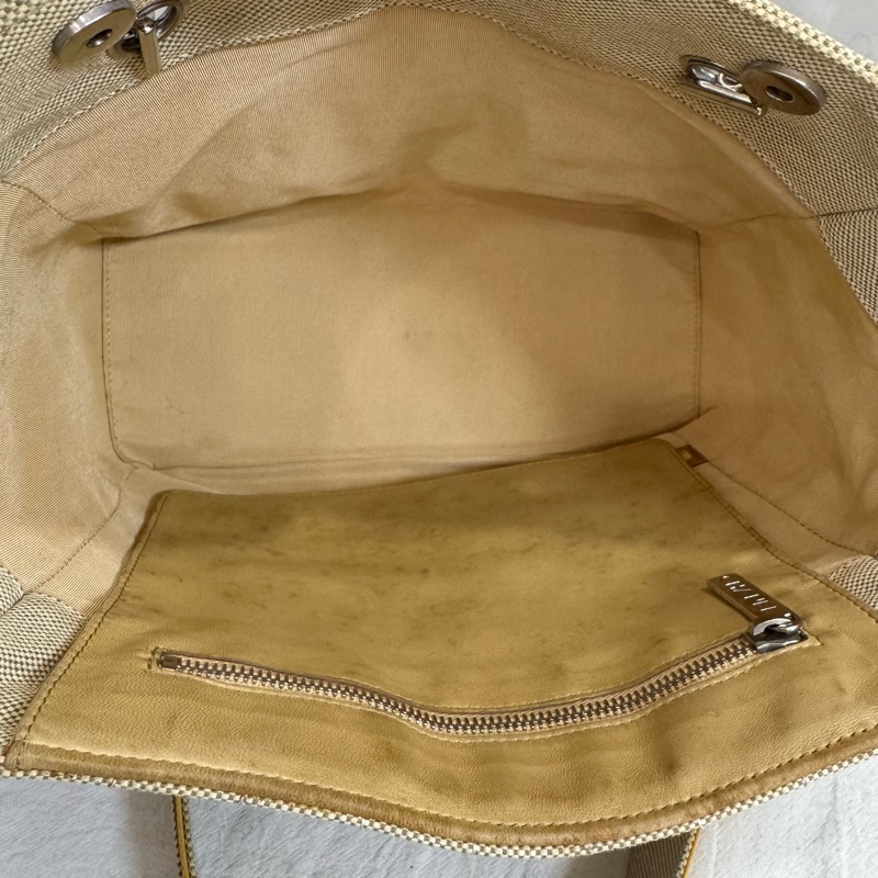 CHANEL No.5 Camellia 系列黃皮革山茶花帆布托特包-4