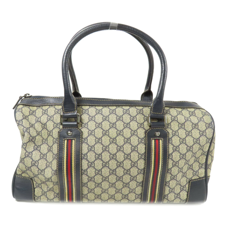 GUCCI 塗層帆布Boston Bag銀扣手挽袋-1