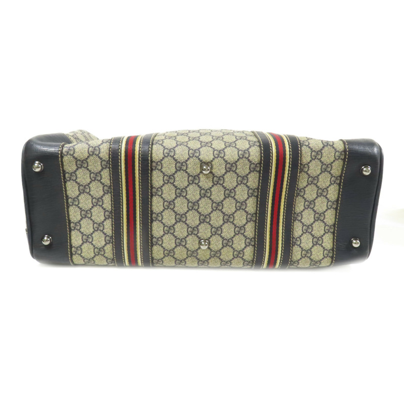 GUCCI 塗層帆布Boston Bag銀扣手挽袋-3