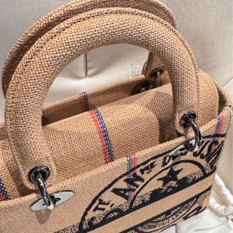 Dior迪奧 刺繡拉菲草編織黛妃包-3