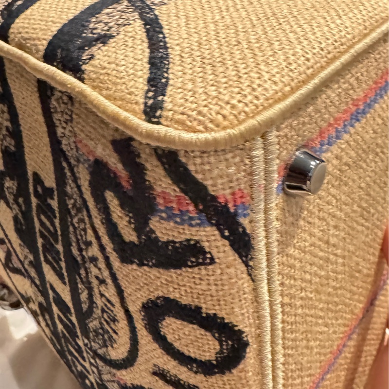 Dior迪奧 刺繡拉菲草編織黛妃包-19