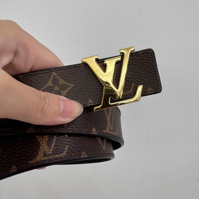 LV 老花黑牛皮雙面皮帶 75CM-0