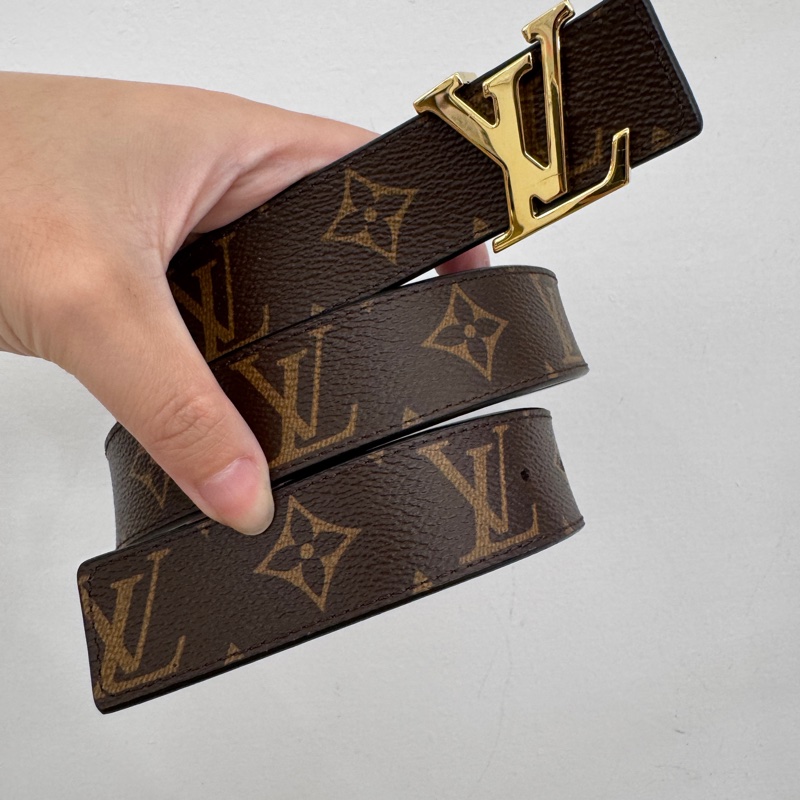 LV 老花黑牛皮雙面皮帶 75CM-1