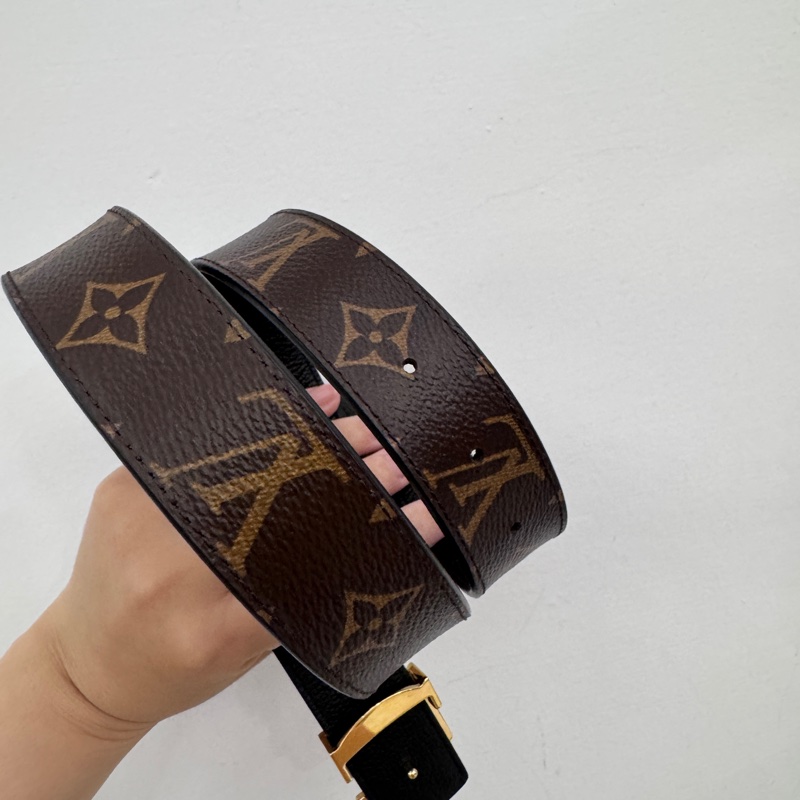 LV 老花黑牛皮雙面皮帶 75CM-2