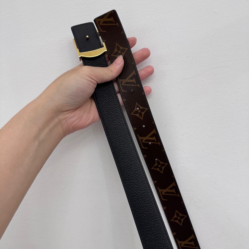 LV 老花黑牛皮雙面皮帶 75CM-3