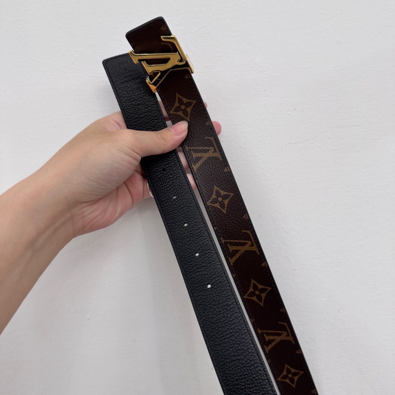 LV 老花黑牛皮雙面皮帶 75CM-5