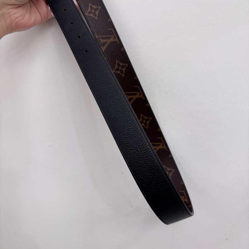 LV 老花黑牛皮雙面皮帶 75CM-6