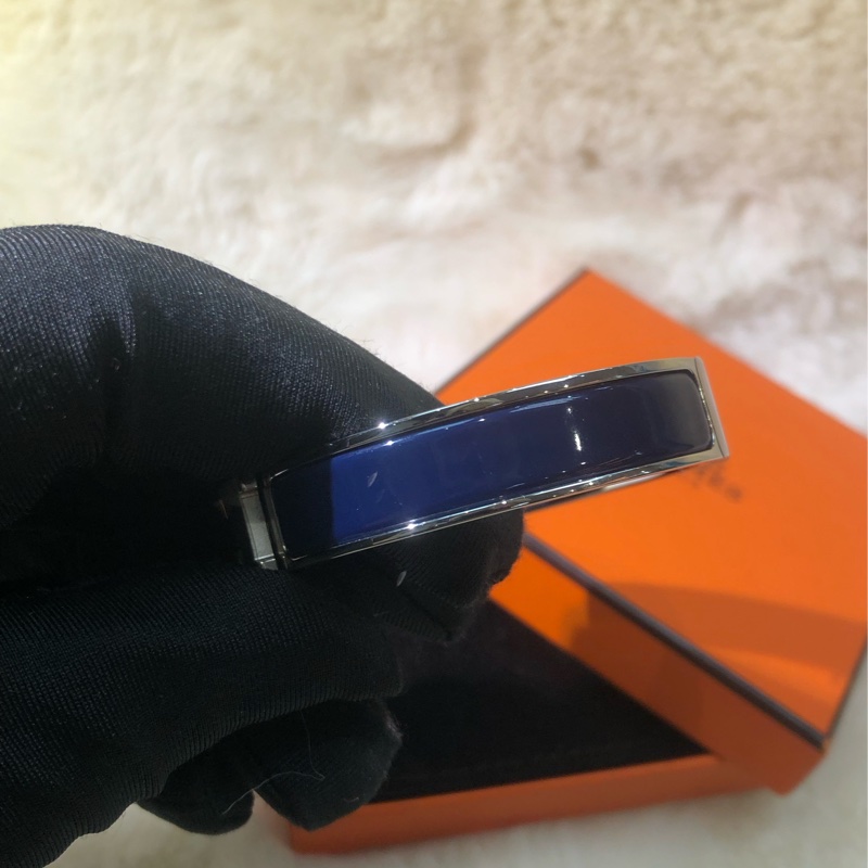Hermes 愛馬仕藍色銀色Click H 手鈪 XB613-17
