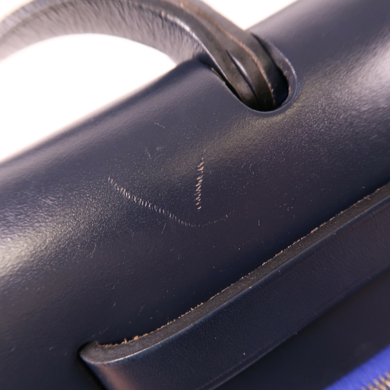 HERMES 帆布Herbag PM銀扣手挽肩背兩用袋Bleu Electrique-15