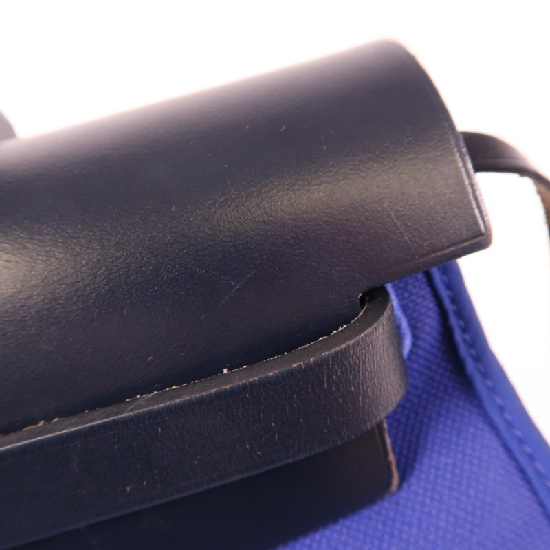 HERMES 帆布Herbag PM銀扣手挽肩背兩用袋Bleu Electrique-19