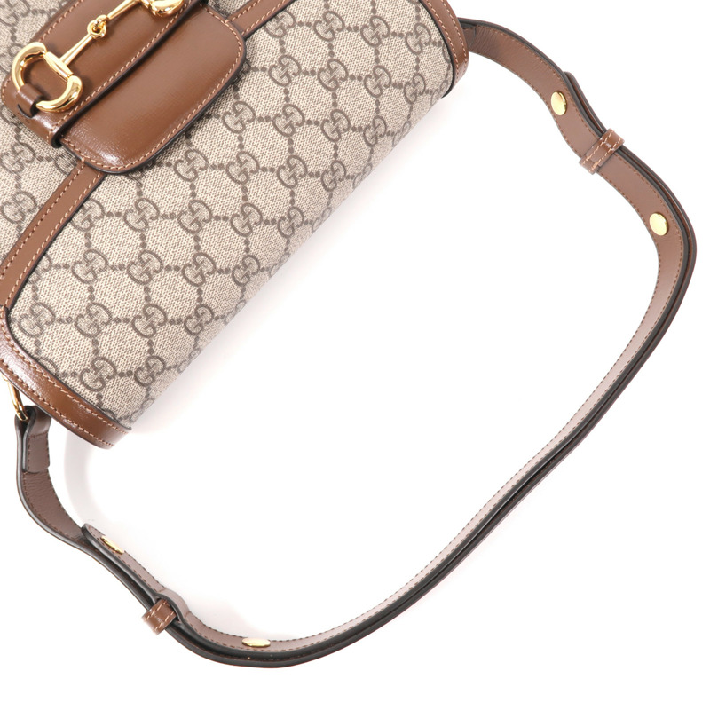 GUCCI 塗層帆布Horsebit 1955 MM金扣肩背袋-7