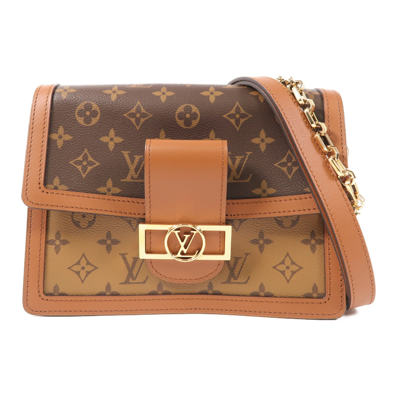LOUIS VUITTON Monogram/Monogram Reverse Dauphine MM金扣手挽肩背兩用袋-0