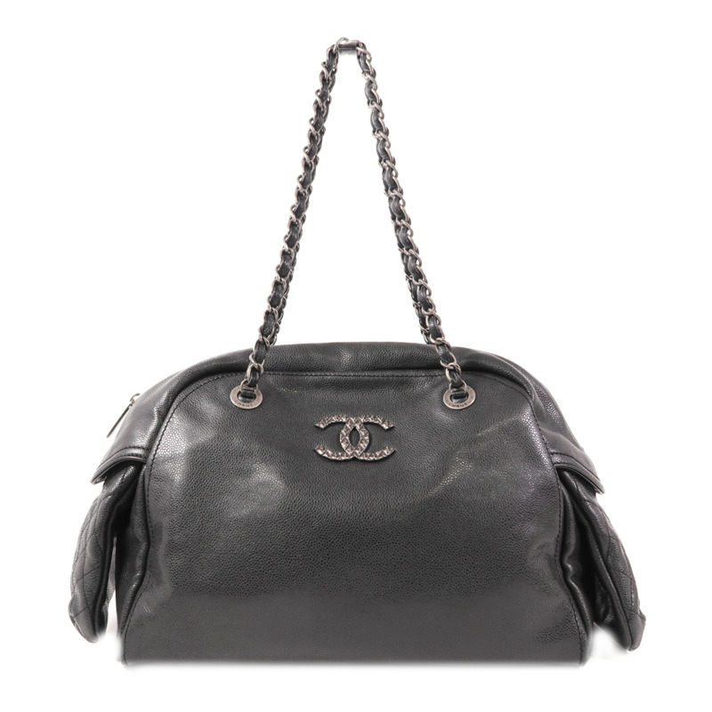 CHANEL 牛皮皮革Shoulder Bag銀扣鏈帶肩背袋-0